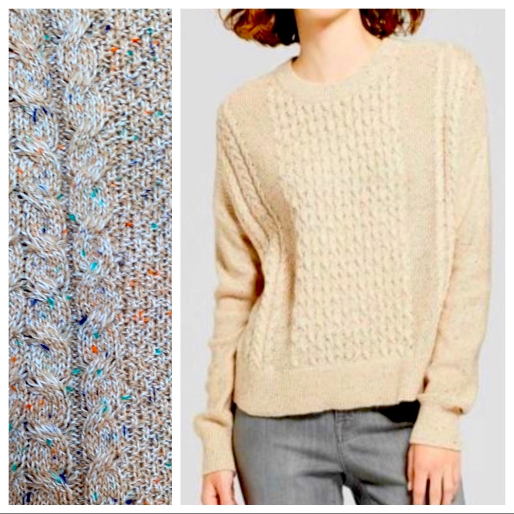 NWT Oatmeal sweater with flecks or color